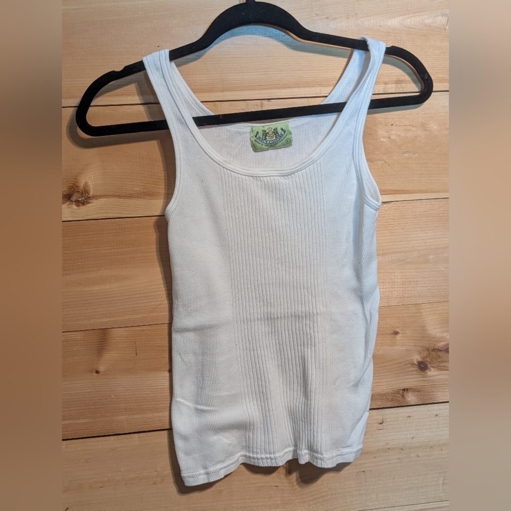 Juicy Couture Cream Ribbed Tank Top, Size Large - Picture 1 of 2